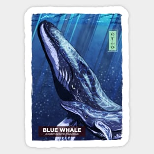 Blue Whale - Black Sticker